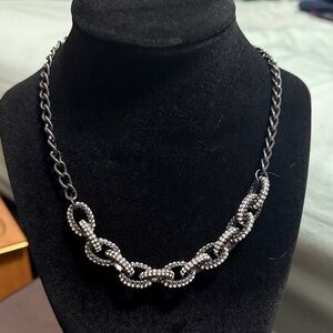 Elegant Black and Silver Chain Necklace